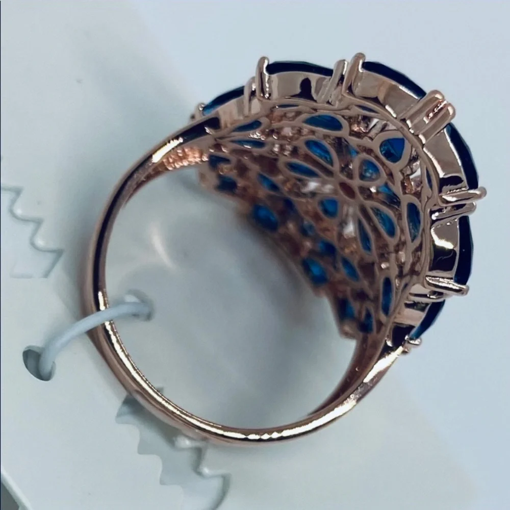 Savvy Cie Rose Gold Lab Created Sapphire Ring